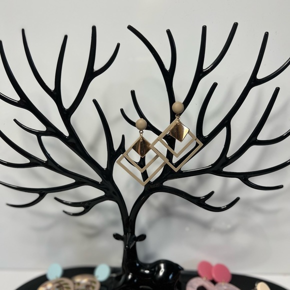 Metal Drop Statement Earrings - Picture 3 of 3